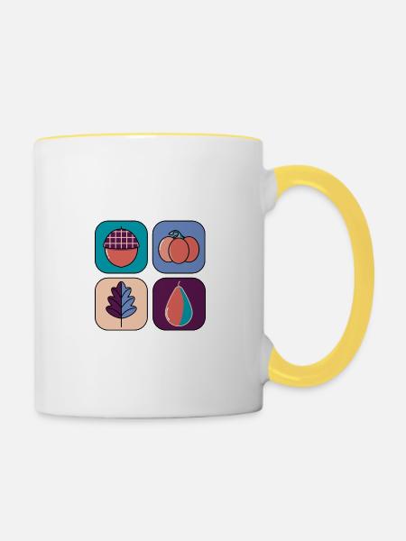 Herbstliches Design #1 - Tasse zweifarbig - Weiß/Gelb