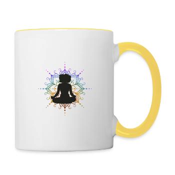 Yoga Meditation Mandala - Contrasting Mug - white/yellow - Right