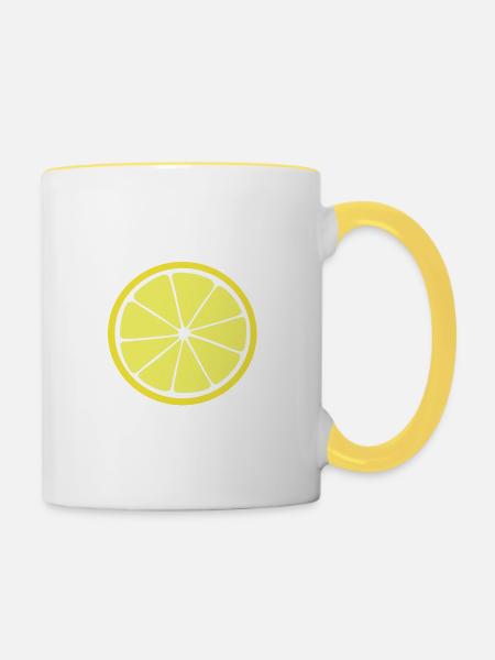 Zitronenscheibe - Tasse zweifarbig - Weiß/Gelb