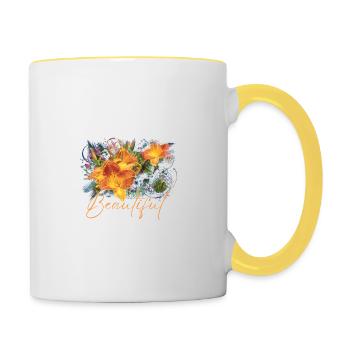 Beautiful Kali Flowers - Contrasting Mug - white/yellow - Right