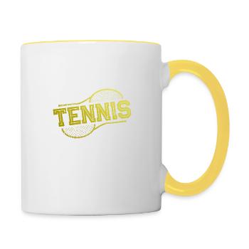 Tennis Sport Raquette de tennis - Mug contrasté - blanc/jaune - Droite