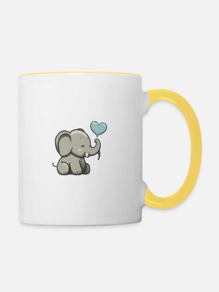 Baby-Elefant - Tasse zweifarbig - Weiß/Gelb