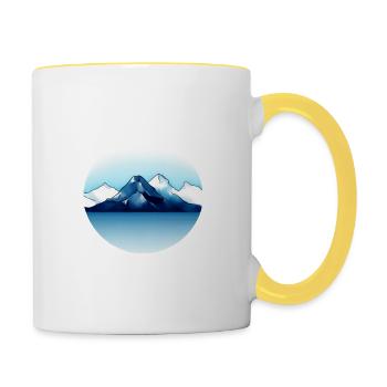 Gebirgslandschaft Geometrische Kunst - Tasse zweifarbig - Weiß/Gelb - Rechts