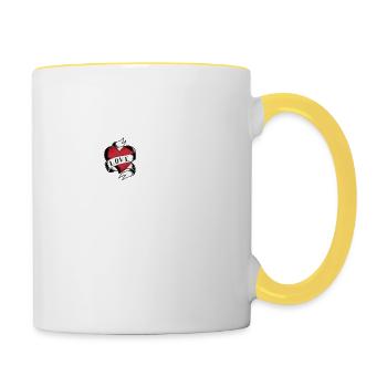 Ich liebe meine heiße asiatische Freundin - ich herze meine - Tasse zweifarbig - Weiß/Gelb - Rechts