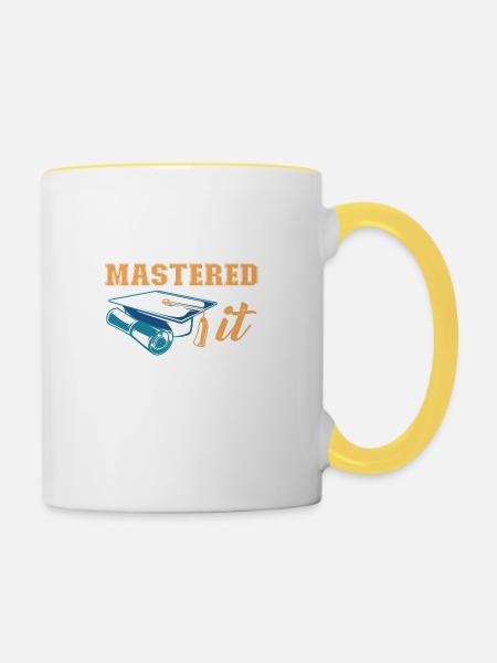 Master-Abschluss Absolvent Graduierung Master Grad - Tasse zweifarbig - Weiß/Gelb