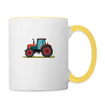 Roter Traktor - Tasse zweifarbig - Weiß/Gelb - Rechts