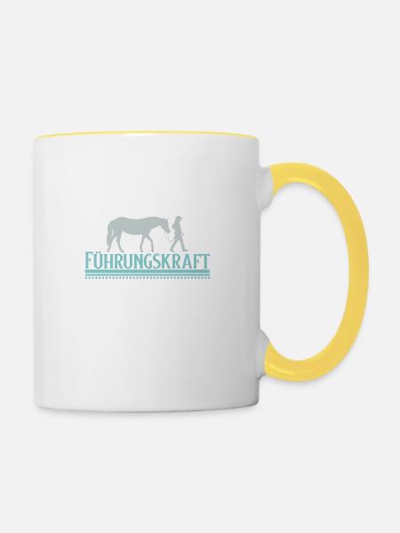 Führungskraft Geschenk Pferd Sport Hobby Dressur - Tasse zweifarbig - Weiß/Gelb