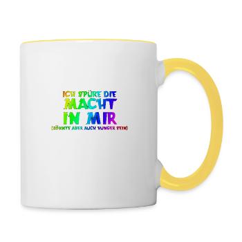 Ich spüre die Macht in mir | könnte hunger sein - Tasse zweifarbig - Weiß/Gelb - Rechts