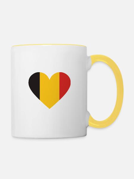 Belgische Herz-Trikolore - Tasse zweifarbig - Weiß/Gelb