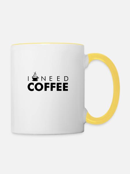 I NEED COFFEE - Tasse zweifarbig - Weiß/Gelb