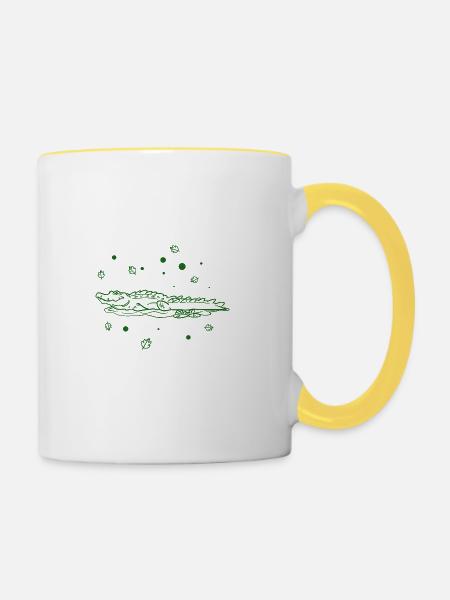 Krokodil - Tasse zweifarbig - Weiß/Gelb