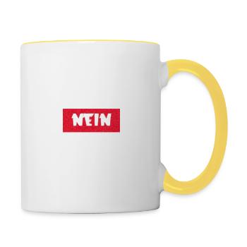 Bevor du Fragst: Nein! - Tasse zweifarbig - Weiß/Gelb - Rechts