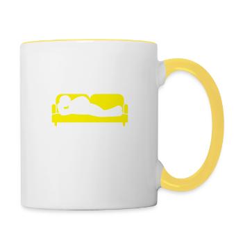 Couch Sleeping Sofa Tired Icon - Contrasting Mug - white/yellow - Right