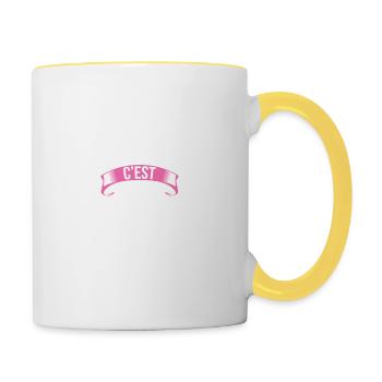 cernes c'est fatiguant 102 ans - Mug contrasté - blanc/jaune - Droite