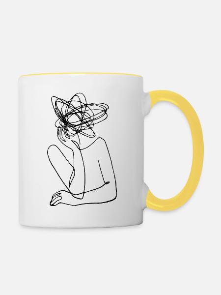 Denken - Tasse zweifarbig - Weiß/Gelb