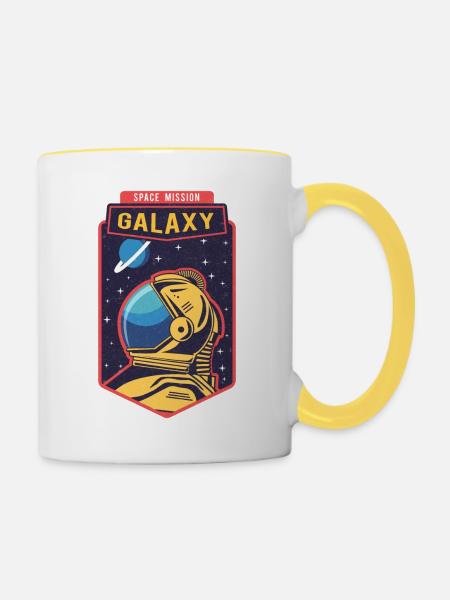 Space Galaxy Grafik - Tasse zweifarbig - Weiß/Gelb