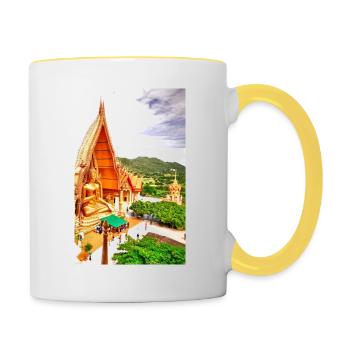 Der goldene Buddha - MyLand Thailand - Tasse zweifarbig - Weiß/Gelb - Rechts