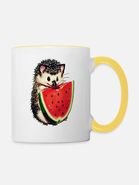 Igels Wassermelonen-Leckerbissen - Tasse zweifarbig - Weiß/Gelb