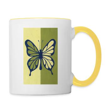 Papillon messager d’été - Mug contrasté - blanc/jaune - Droite