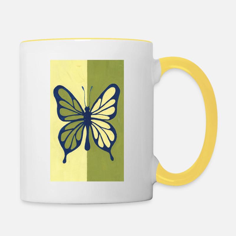 Papillon messager d’été - Mug contrasté - blanc/jaune