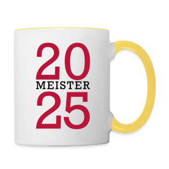 Meister 2025 Meisterschaft - Tasse zweifarbig - Weiß/Gelb - Rechts