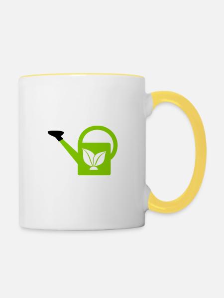 Gießkanne - Tasse zweifarbig - Weiß/Gelb