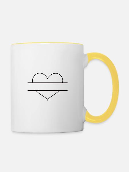 Herz logo - Tasse zweifarbig - Weiß/Gelb