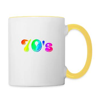 70s | Seventies | Decade | Symbol - Contrasting Mug - white/yellow - Right