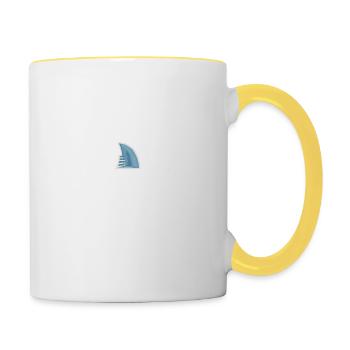 Haifischflosse Herzschlag Hai Liebhaber Geschenk - Tasse zweifarbig - Weiß/Gelb - Rechts