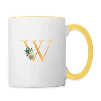 Monogramme personnalisable W Botanique Tropicale - Mug contrasté - blanc/jaune - Droite