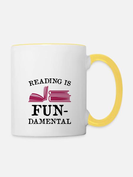 Reading is fundamental - Tasse zweifarbig - Weiß/Gelb
