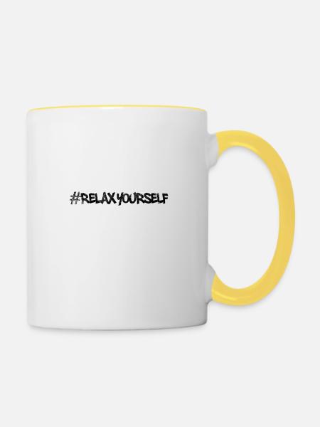 #relax yourself - Entspann Dich - Tasse zweifarbig - Weiß/Gelb