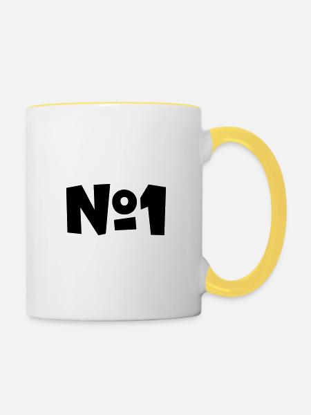 Erster Platz Nummer Eins Nummerierung - Tasse zweifarbig - Weiß/Gelb