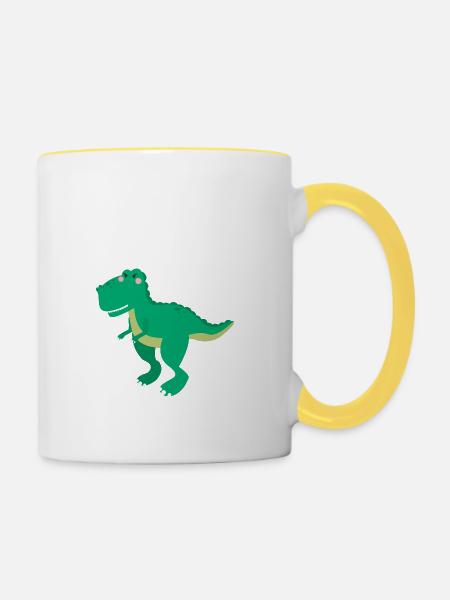 Dinosaurier - Tasse zweifarbig - Weiß/Gelb