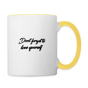 Selbstbewusstsein Liebe Spruch - Tasse zweifarbig - Weiß/Gelb - Rechts