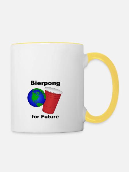 Bierpong for Future - Tasse zweifarbig - Weiß/Gelb