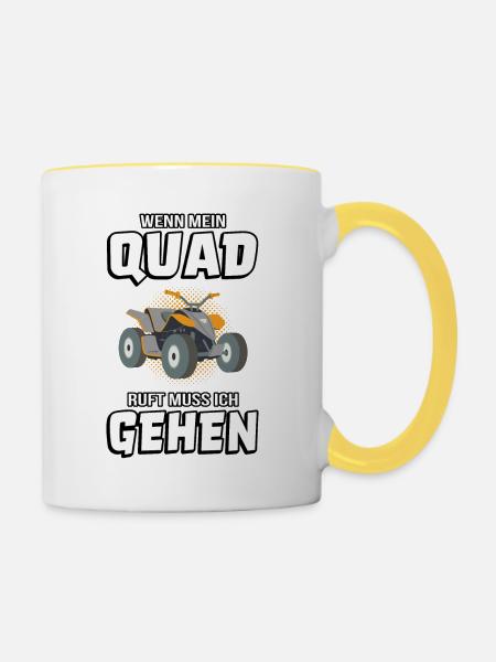 Wenn mein Quad ruft Quadfahrer Quad Quadbike biker - Tasse zweifarbig - Weiß/Gelb