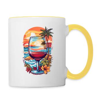 Strand Weinglas - Tasse zweifarbig - Weiß/Gelb - Rechts