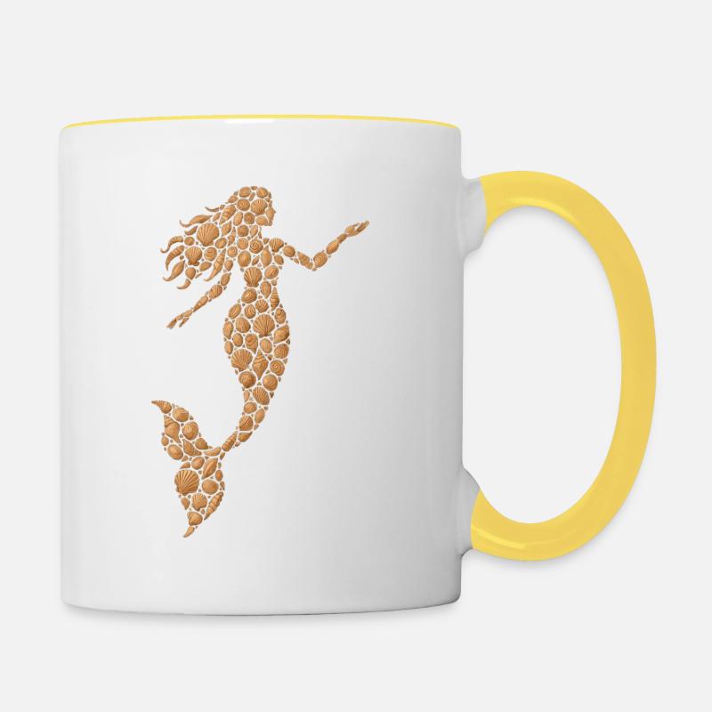 Coquille Sirène - Mug contrasté - blanc/jaune