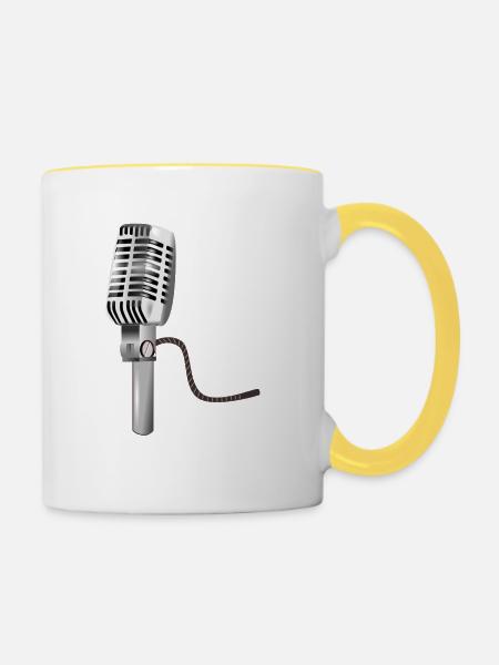 Mikrofon - Tasse zweifarbig - Weiß/Gelb