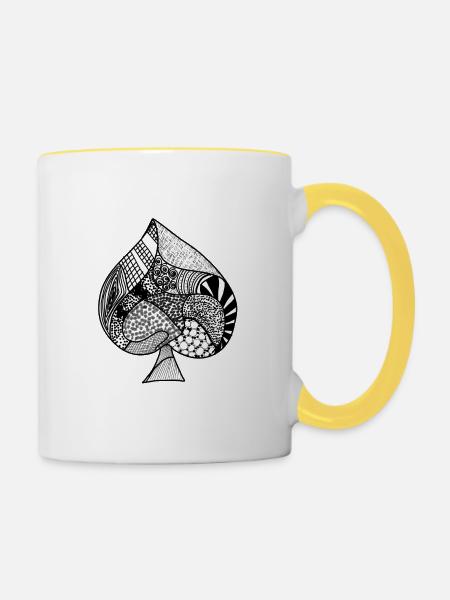Doodle Spade - Tasse zweifarbig - Weiß/Gelb