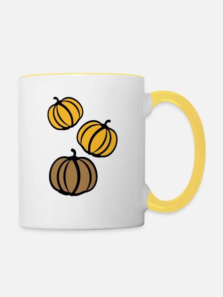 Kürbisse - Tasse zweifarbig - Weiß/Gelb