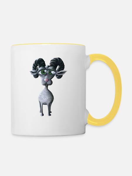 Widder - Tasse zweifarbig - Weiß/Gelb