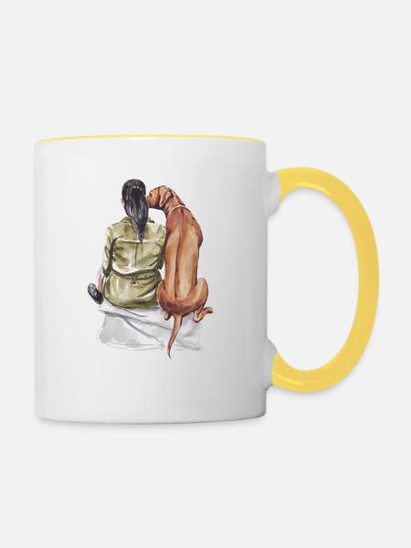 Immer an meiner Seite - Tasse zweifarbig - Weiß/Gelb
