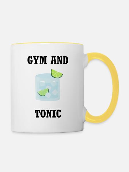 Gym und Tonic - Tasse zweifarbig - Weiß/Gelb