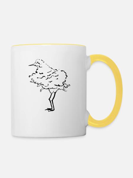 Vogel Baum - Tasse zweifarbig - Weiß/Gelb