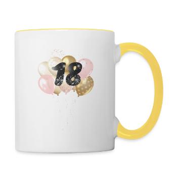 Luftballons Zahl 18 - Tasse zweifarbig - Weiß/Gelb - Rechts