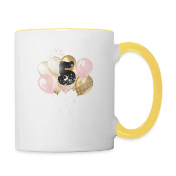 Luftballons Zahl 5 - Tasse zweifarbig - Weiß/Gelb - Rechts