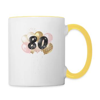 Ballons numéro 80 - Mug contrasté - blanc/jaune - Droite