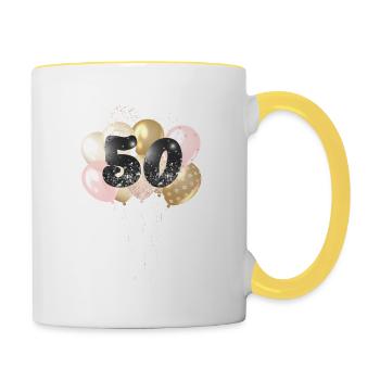 Ballons numéro 50 - Mug contrasté - blanc/jaune - Droite